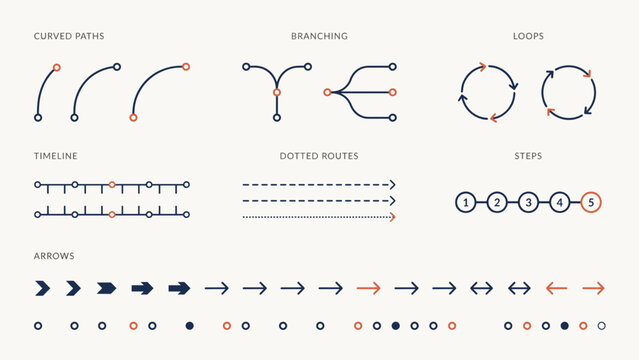 Editable infographic arrow path and step element sheet &ndash; Great for presentations, process diagrams, or report layouts