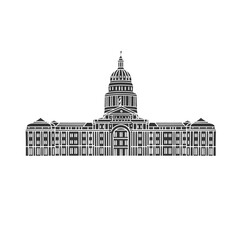 Obraz premium Texas State Capitol building symmetrical front facade architecture silhouette icon vector design