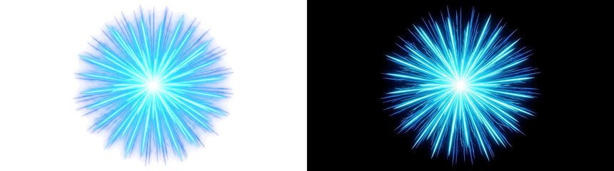 Fototapeta premium Cyan Firework Burst Effect Over Pure Black Background