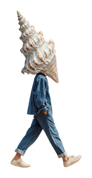 PNG Surreal walking shell person
