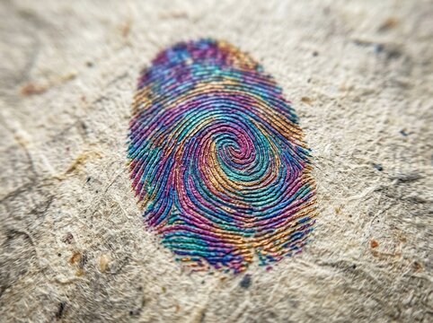 Vibrant Fingerprint Impression On Textured Paper