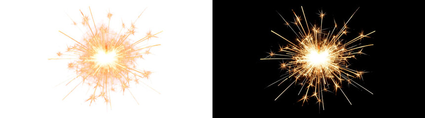 Fototapeta premium Sparkler Spark Burst Overlay on Black Background