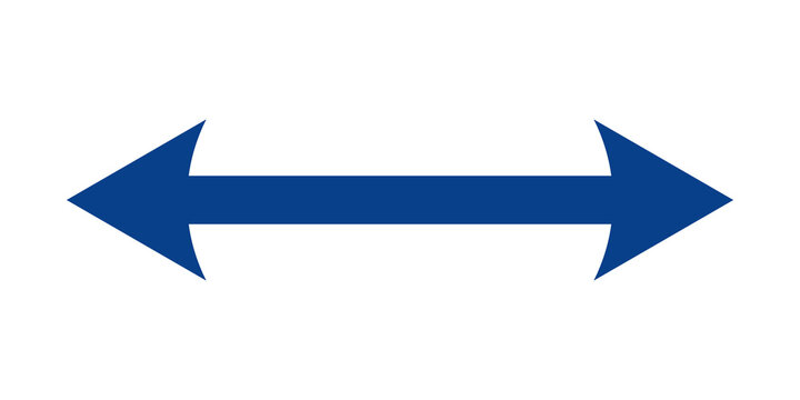 Blue double headed arrow pointing left and right for navigation and direction signage design