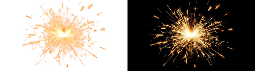 Fototapeta premium Sparkler Light Effect Isolated on Black Background