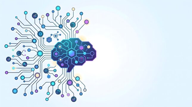 Abstract digital brain illustration with glowing circuits and nodes representing artificial intelligence and technology