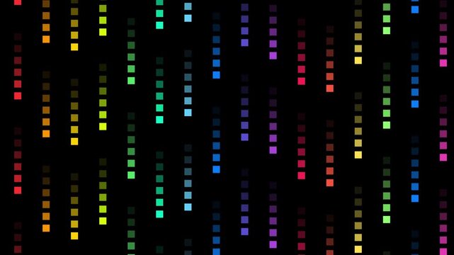 vibrant multicolor pixel digital rain motion background