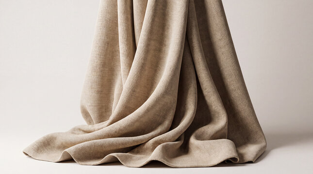 A close-up shot of luxurious fabric draping softly, showcasing elegant textures and understated hues, perfect for fashion or interior design inspiration.