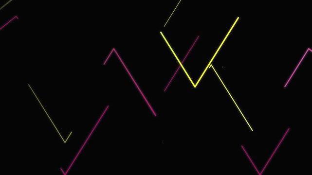 Vibrant Neon Zigzag Path Animation Overlay Black Background
