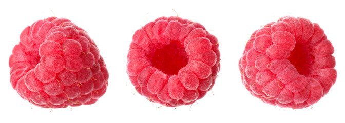 Fresh raspberries isolated on white, set. Summer berry © New Africa