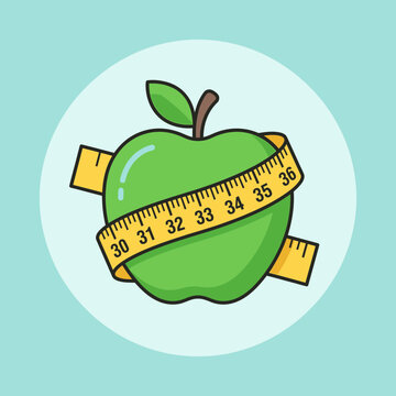Illustration of a green apple with a measuring tape around it