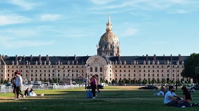 Les Invalides with Golden Dome in Paris, France, Historic Landmark