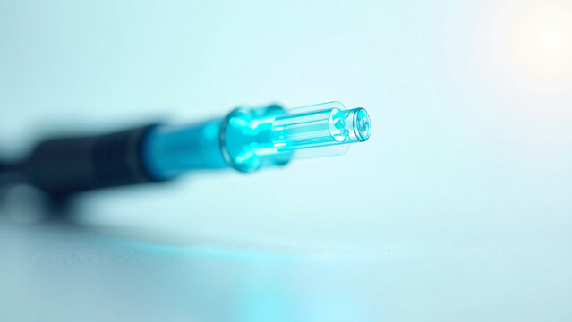 Fiber Optic Cable Close-Up with Glowing Tips