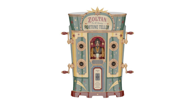 3d rendering fortune teller machine in a vintage style