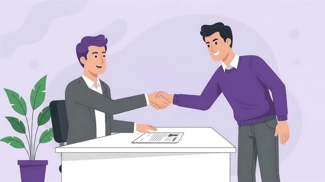 Business Professional Handshake After Successful Job Interview Meeting