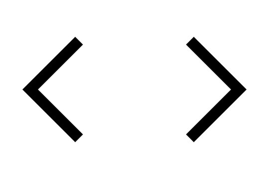 Simple black arrow bracket icons pointing left and right for user interface design