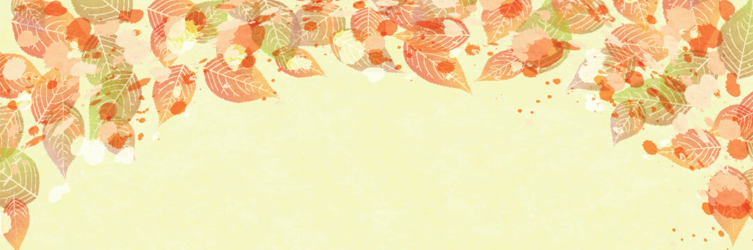 Soft Watercolor Autumn Leaves Decorative Border Background