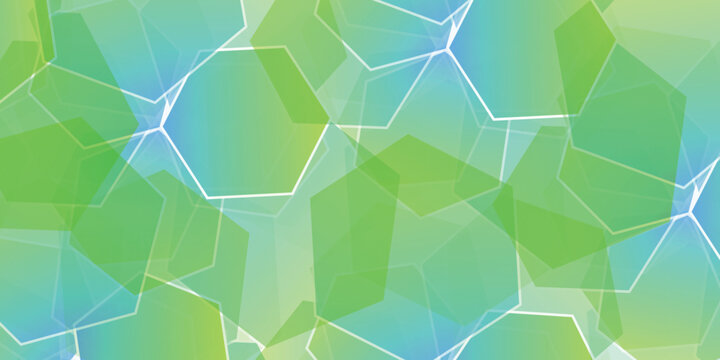 Abstract Geometric Background with Soft Green and Blue Hexagons
