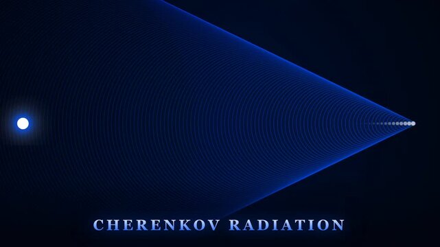 Cherenkov Radiation Blue Shock Wave Cone from Fast Particle