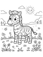 Fototapeta premium Cute zebra coloring page