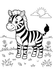 Fototapeta premium Cute zebra coloring page