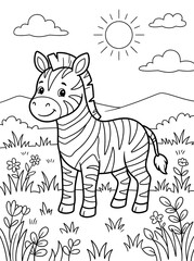 Fototapeta premium Cute zebra coloring page