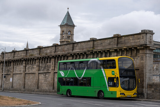 Green Double Decker Bus in Dublin, Ireland