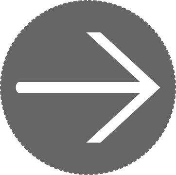 A white arrow pointing to the right inside a grey circular shape with a dotted border