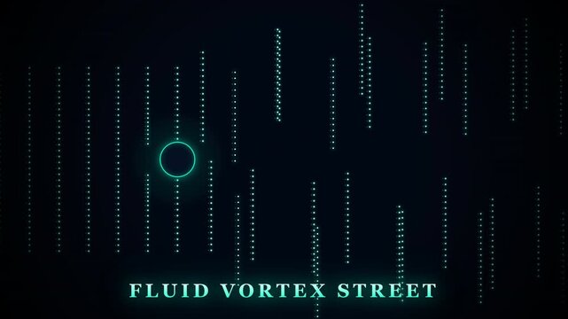 Fluid Vortex Street Wake Pattern Flowing Around Obstacle