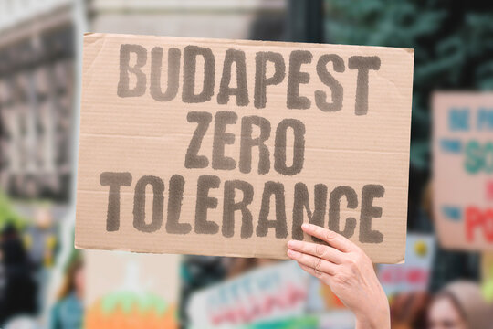 "Budapest zero tolerance" Hungarian capital announces policy against antisemitism. BUDAPEST. ZERO. TOLERANCE. ANTISEMITISM. POLICY"
