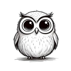 Naklejka premium Adorable baby owl illustration with big cute eyes for children book or nursery decor art.