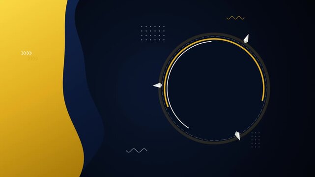 Abstract Circular Motion Graphic on Blue and Yellow Background