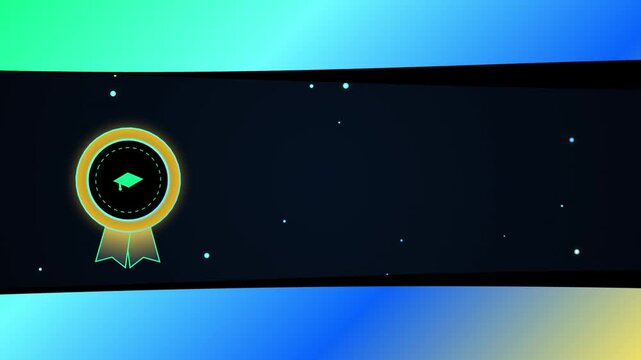 Graduation Cap Medal Icon on Animated Particle Background