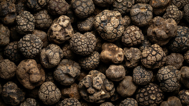 Black truffles dark background