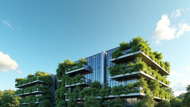 Sustainable Corporate Complex With Green Walls And Open Sky
