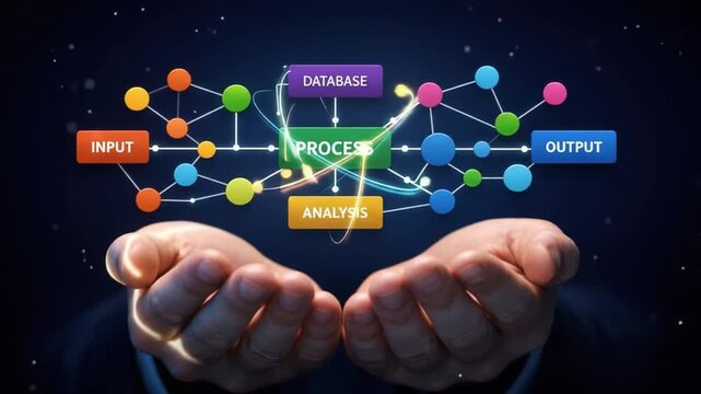 Colorful Data Processing Workflow From Input to Output