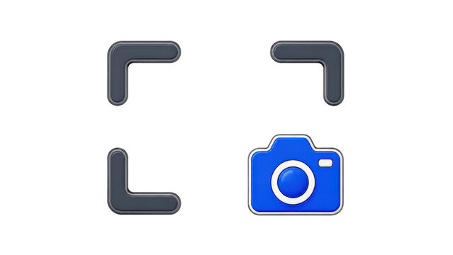 Camera Viewfinder Interface Icons with Focus Corners and Blue Icon
