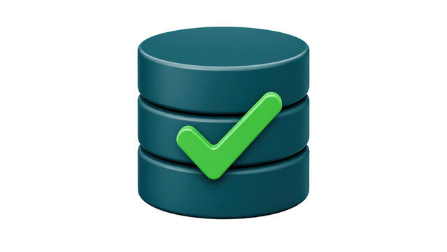 Database Icon with Green Checkmark for Data Validation