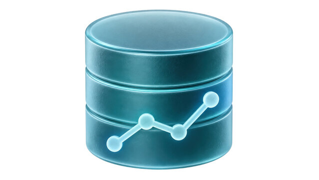 Database Icon with Line Graph for Data Analytics on Transparency