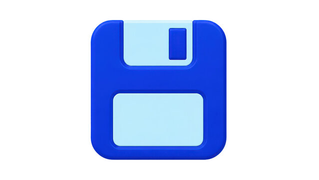 Floppy Disk Icon in Blue 3D Style for Save Button Interface