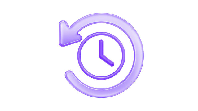 History Clock Icon with Purple 3D Counter Clockwise Arrow