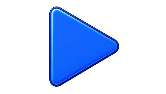 Play Button Icon with Blue 3D Glossy Finish