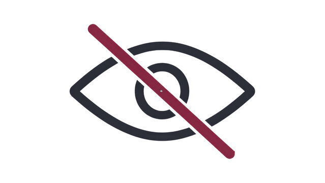 Privacy Eye Icon with Red Diagonal Slash Representing Hidden Content