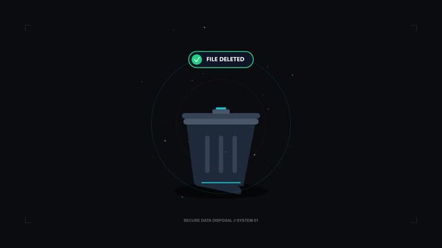 Digital Document Deletion Animation Showing File Removal Into Trash Bin