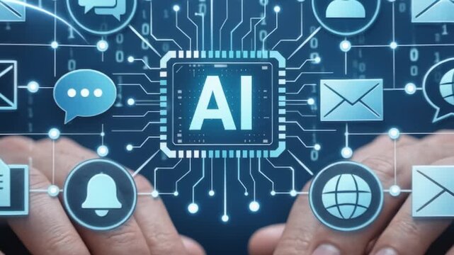 AI Communication Network With Email Chat and Global Icons