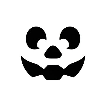 Minimal black jack o lantern face icon on white background