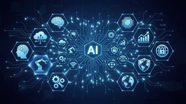 Artificial Intelligence Technology Network With Connected Industry Icons