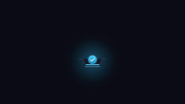 Animated Blue Arrow Loading Icon Transforming Into A Success Checkmark