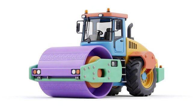 Multicolor heavy construction road roller machine with AI generated compactor colorful machinery