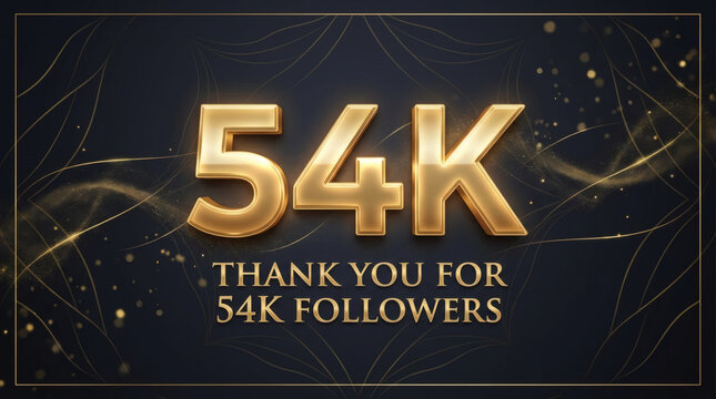 Thank You 54K Followers Gold Celebration Banner &mdash; Social Media Milestone and Appreciation Graphic