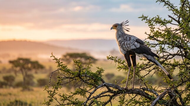 Secretary bird perched